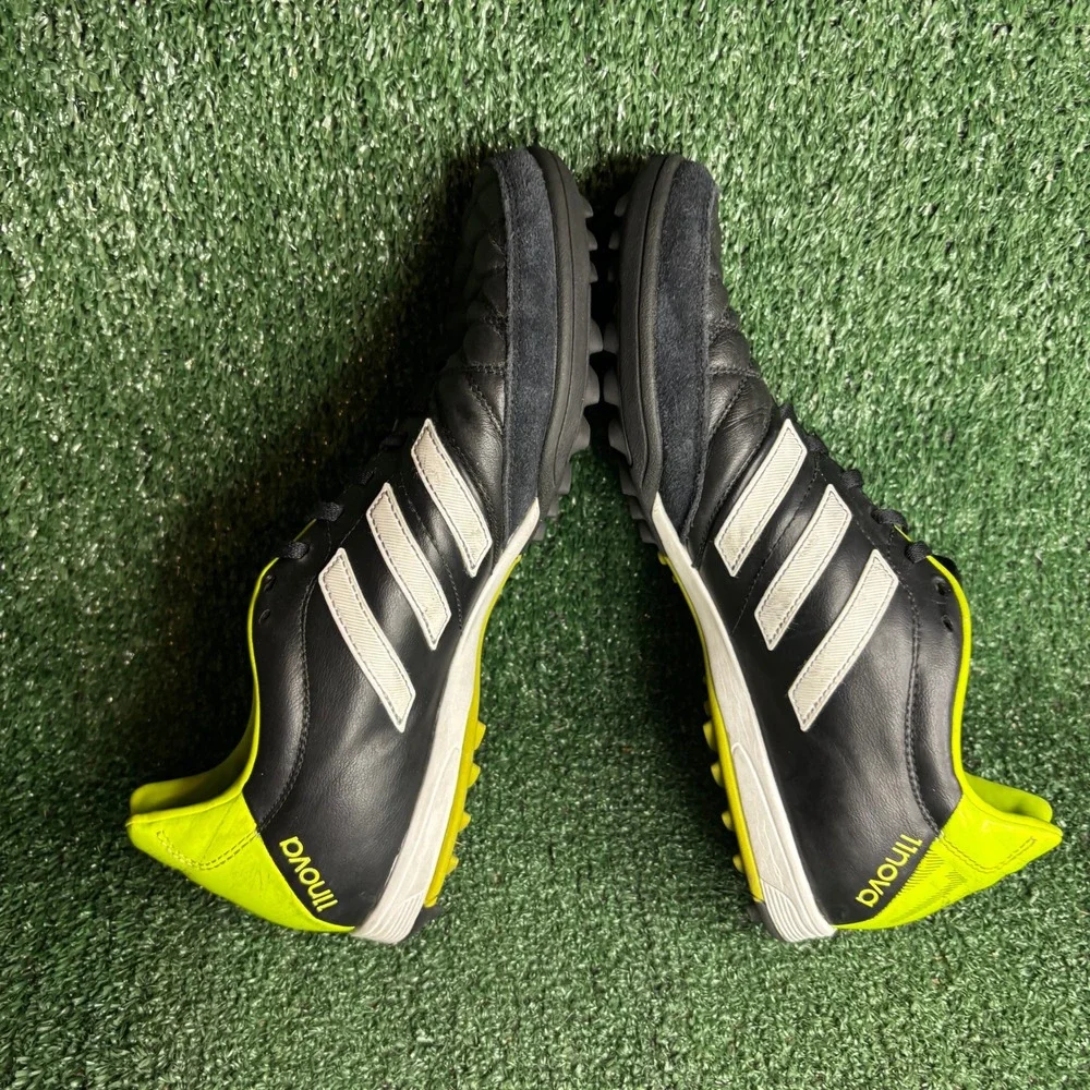 Adidas Adipure 11nova Soccer Cleats Quilted Leather Athletic Shoes Black Mens 10